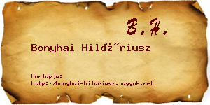 Bonyhai Hiláriusz névjegykártya